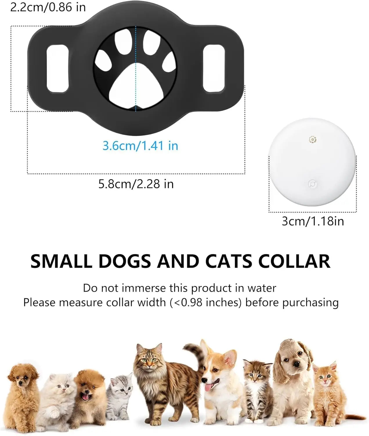 Rastreador Bluetooth Compatible con Google Find My (solo Android), rastreador para mascotas, rastreador de ubicación para gatos con soporte, collar para gatos