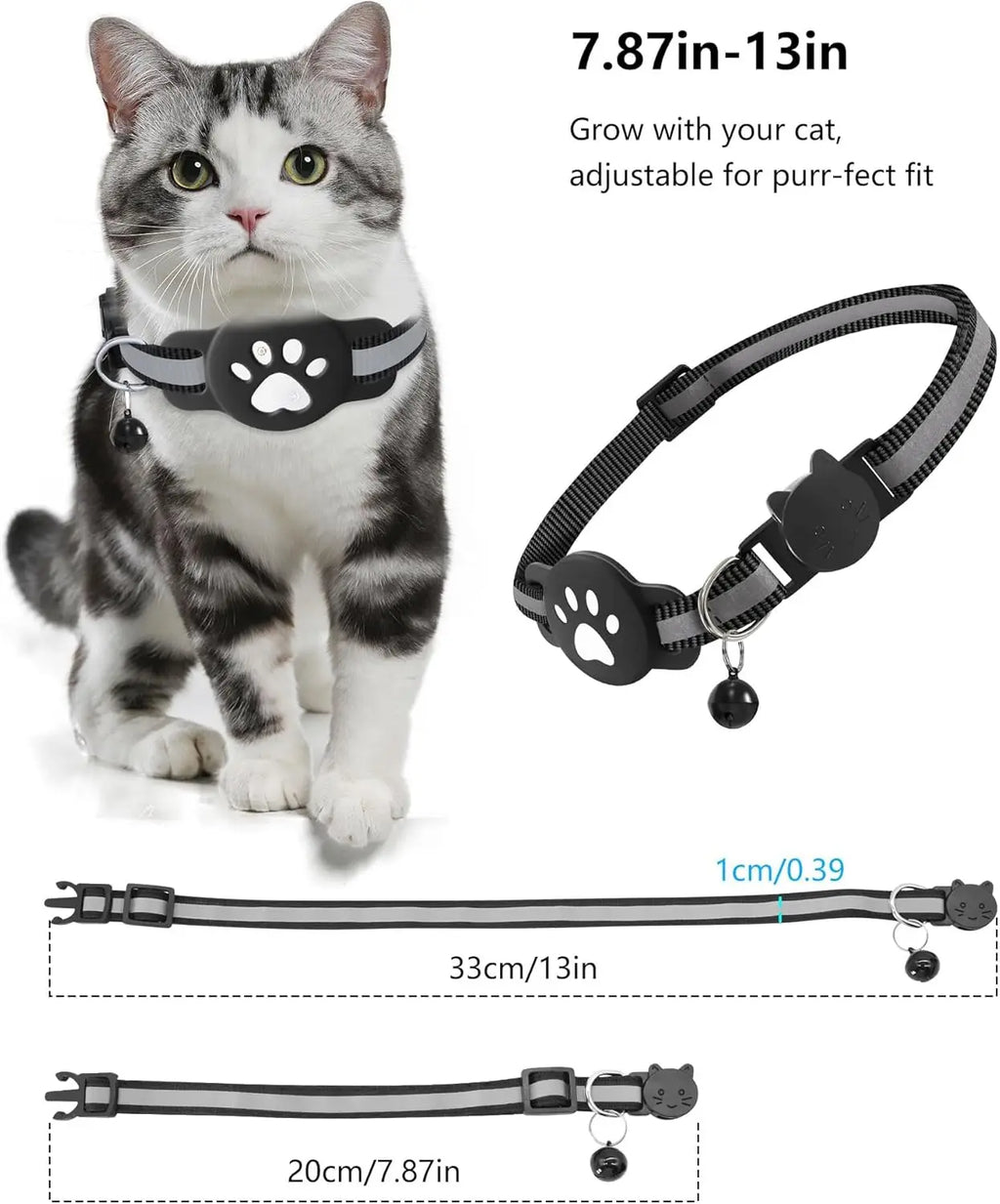 Rastreador Bluetooth Compatible con Google Find My (solo Android), rastreador para mascotas, rastreador de ubicación para gatos con soporte, collar para gatos