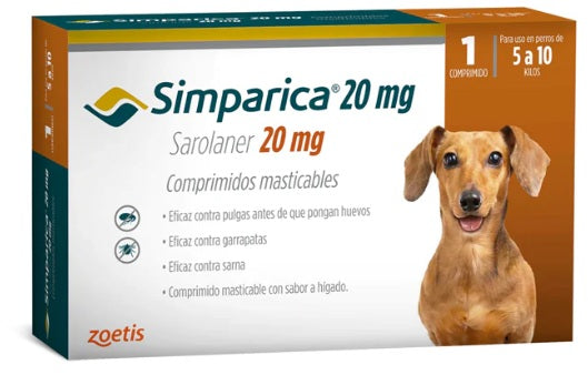 COMPRIMIDOS SIMPARICA  40 mg  (5.1-10 kg) X 3